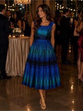 NEW j. Taylor Women’s Shimmery Blue-Green Party Dress - 4